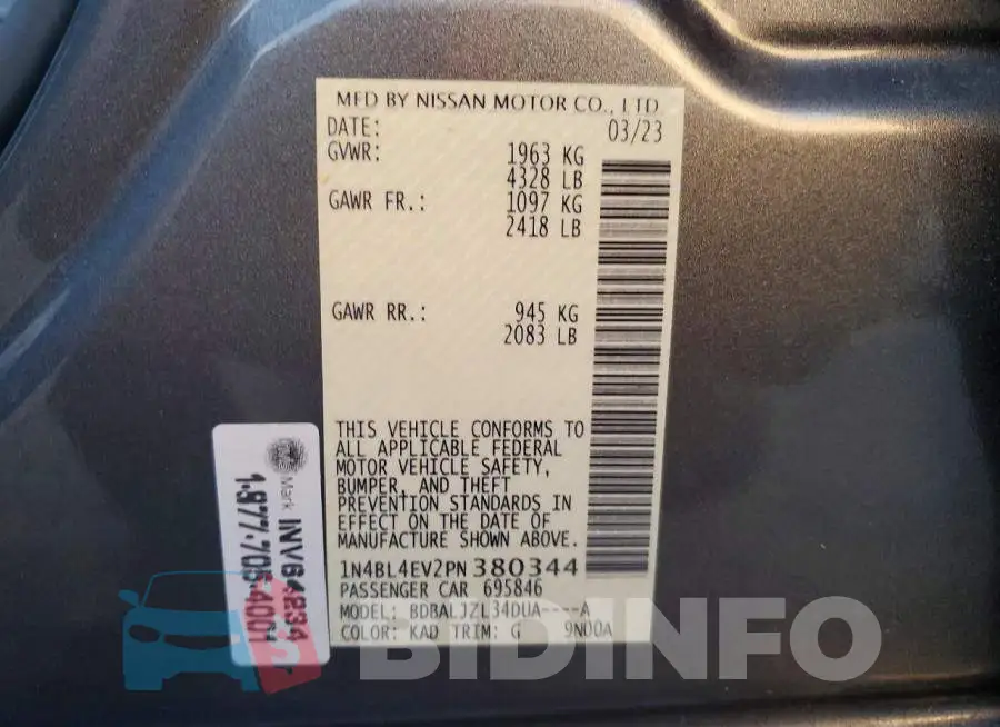1N4BL4EV2PN380344 Photo# 13