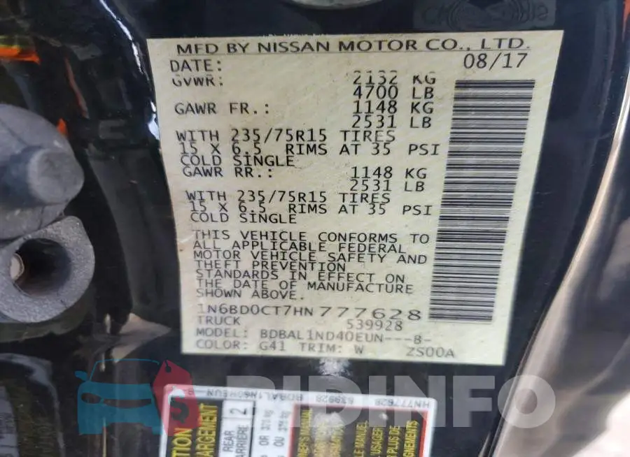 1N6BD0CT7HN777628 Photo# 13