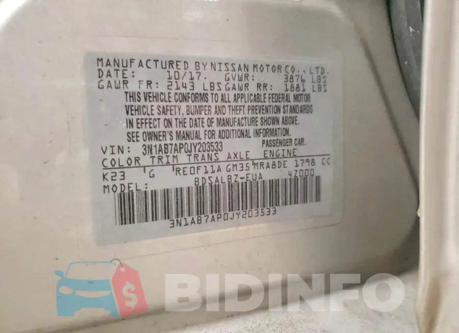 3N1AB7AP0JY203533 Photo# 12