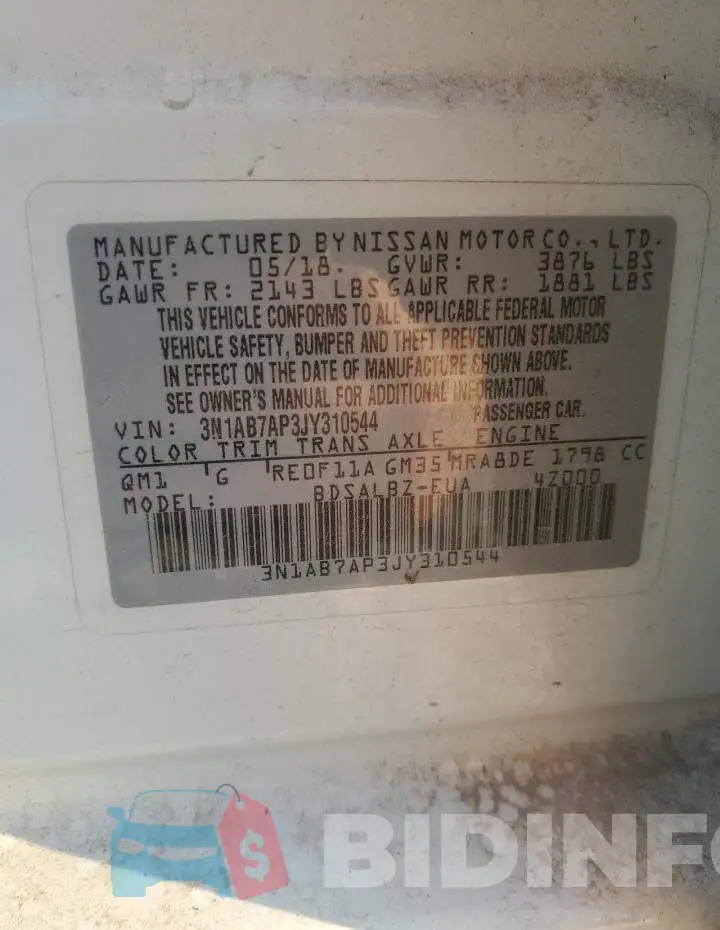 3N1AB7AP3JY310544 Photo# 13
