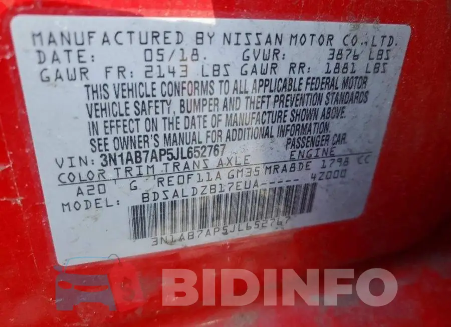 3N1AB7AP5JL652767 Photo# 13