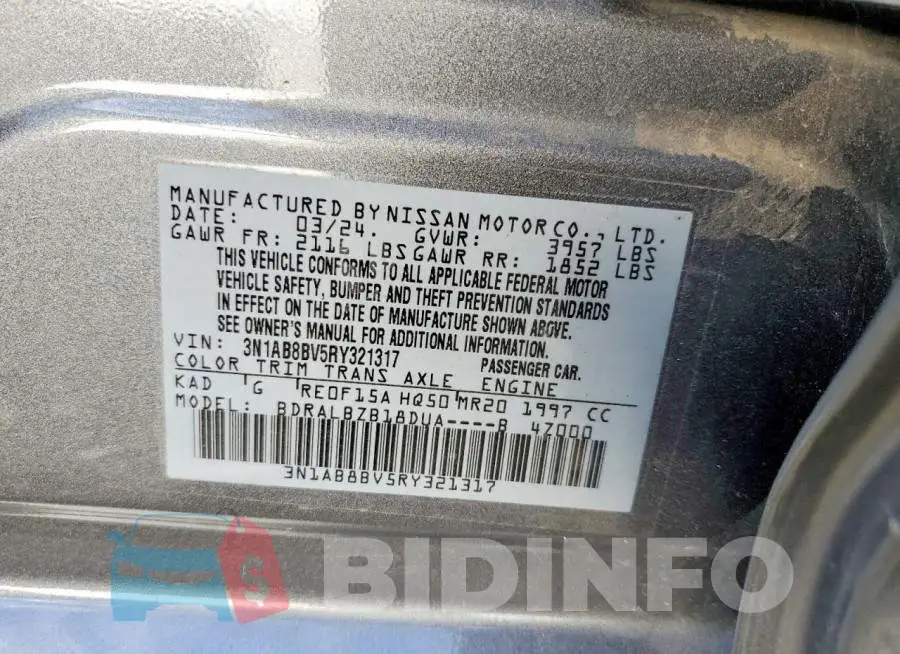 3N1AB8BV5RY321317 Photo# 13
