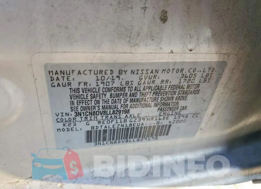 3N1CN8DV8LL829198 Photo# 12