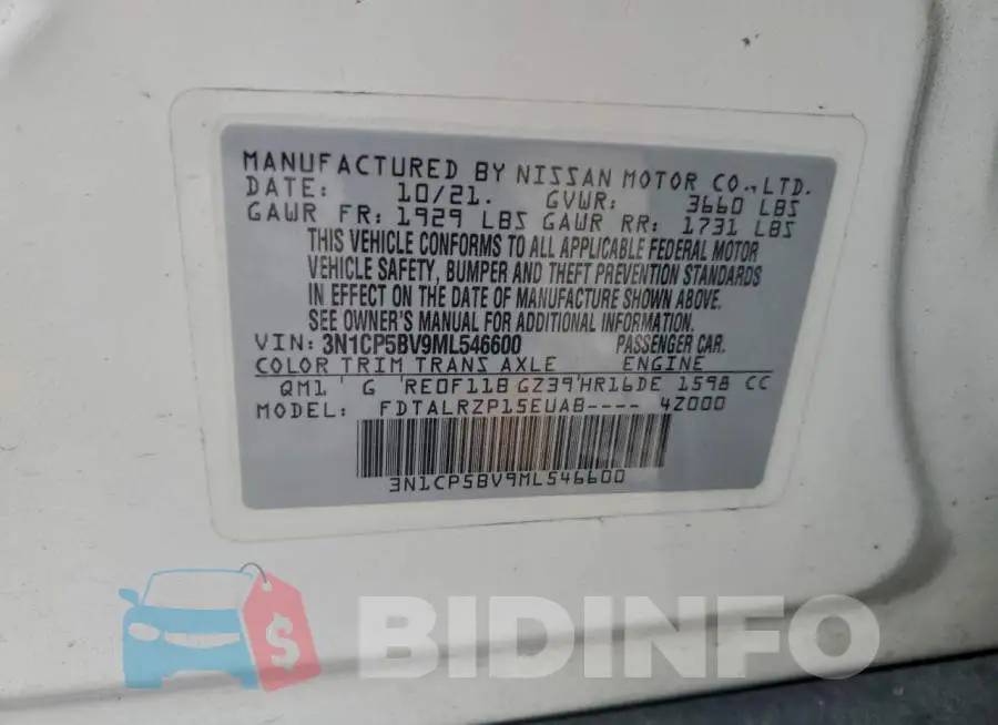 3N1CP5BV9ML546600 Photo# 14