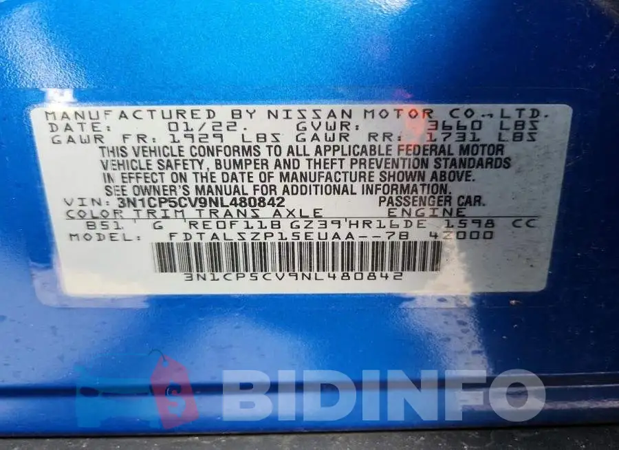 3N1CP5CV9NL480842 Photo# 12