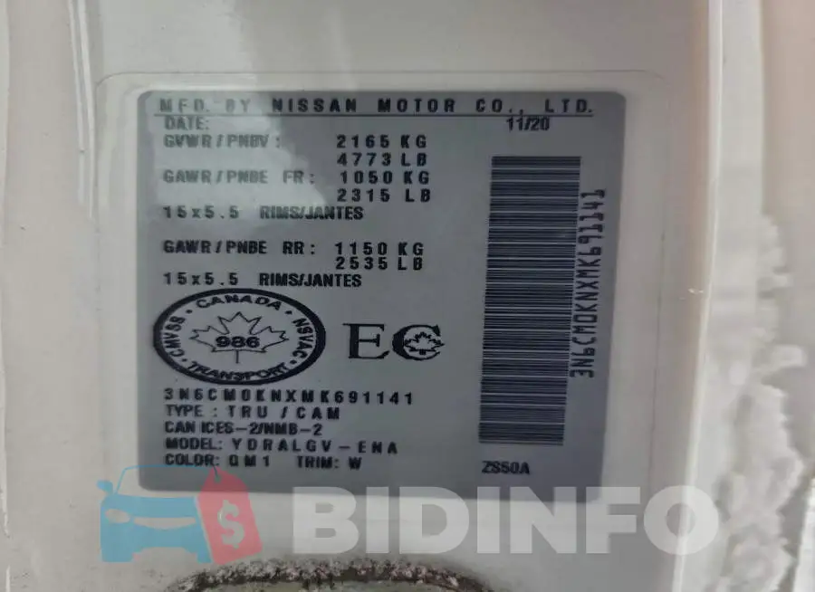3N6CM0KNXMK691141 Photo# 12