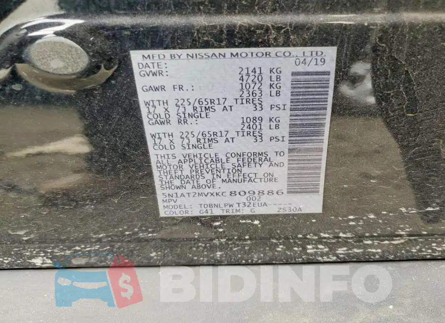 5N1AT2MVXKC809886 Photo# 13