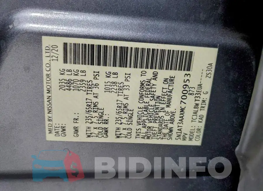 5N1AT3AAXMC700953 Photo# 13