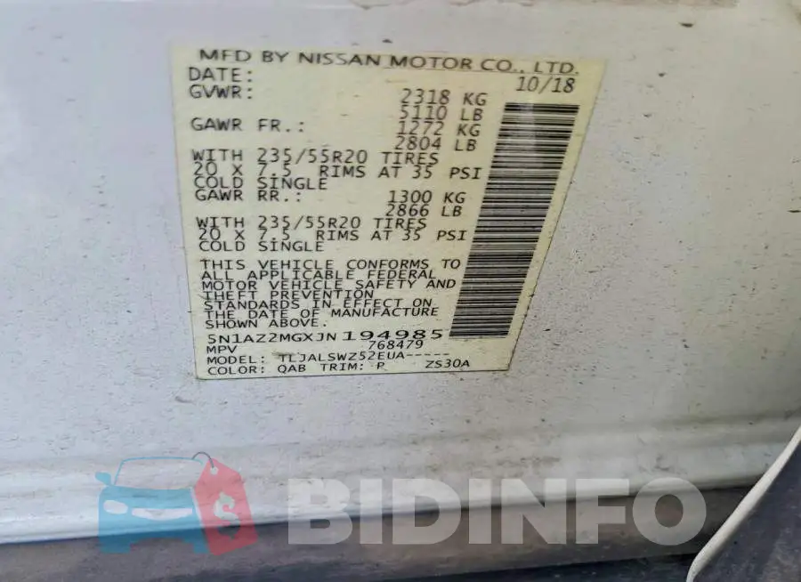 5N1AZ2MGXJN194985 Photo# 14