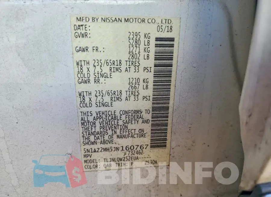 5N1AZ2MH5JN160767 Photo# 13