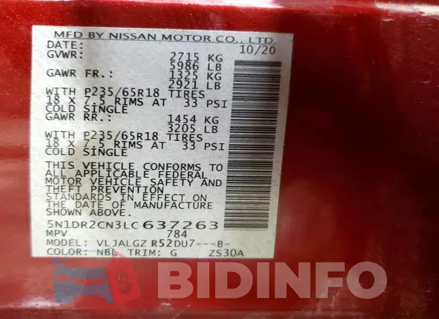 5N1DR2CN3LC637263 Photo# 13