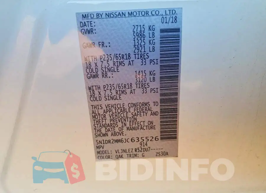 5N1DR2MM6JC635526 Photo# 13