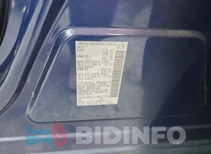 5N1DR2MN1KC584771 Photo# 13