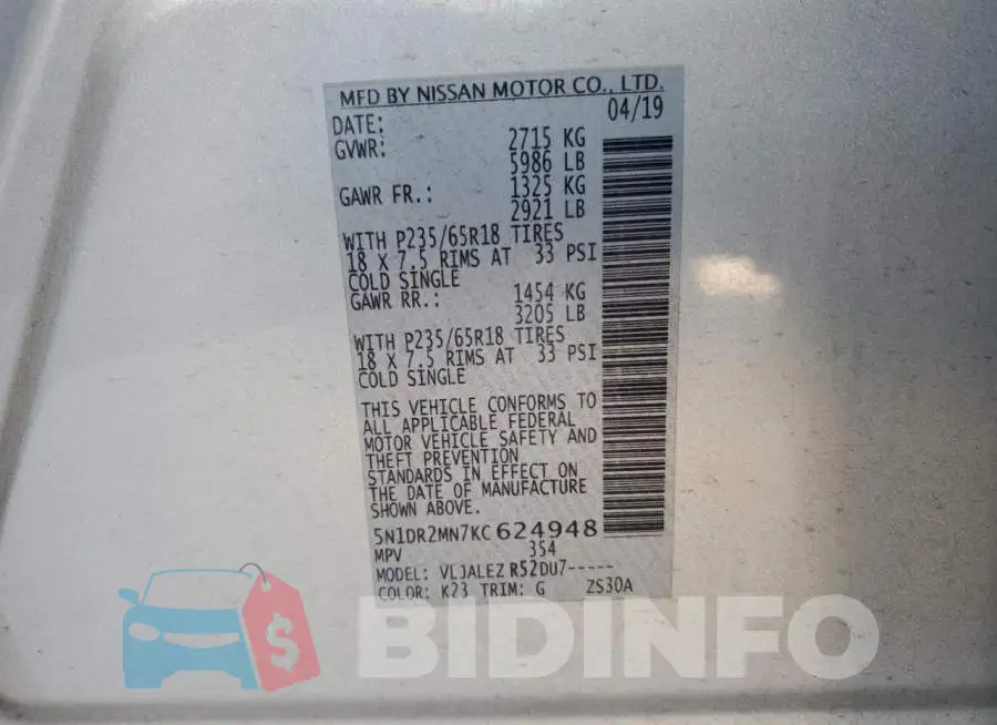 5N1DR2MN7KC624948 Photo# 13