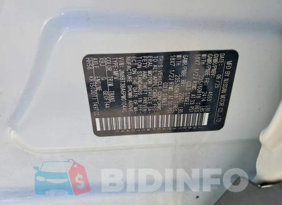 JN8BT3BA6PW010440 Photo# 13
