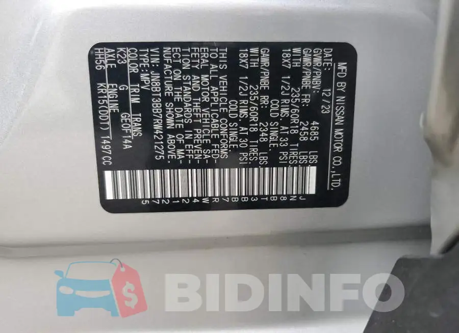 JN8BT3BB7RW421275 Photo# 14