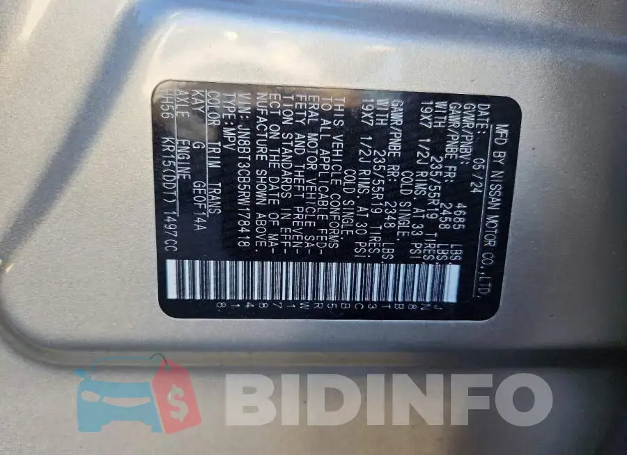 JN8BT3CB5RW178418 Photo# 14