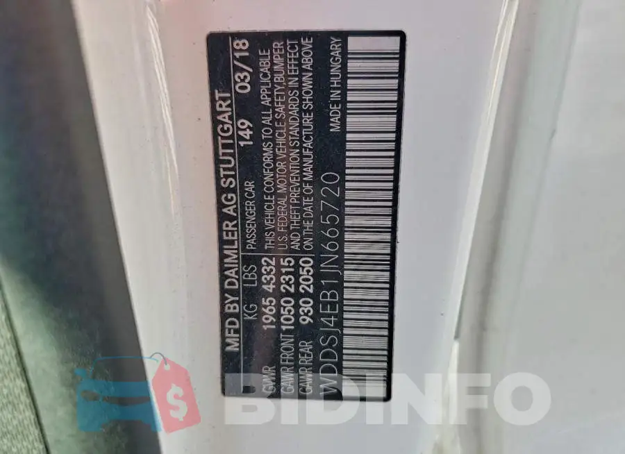 WDDSJ4EB1JN665720 Photo# 12