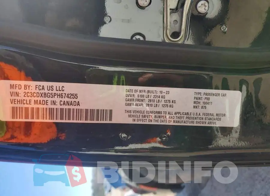 2C3CDXBG5PH674255 Photo# 12