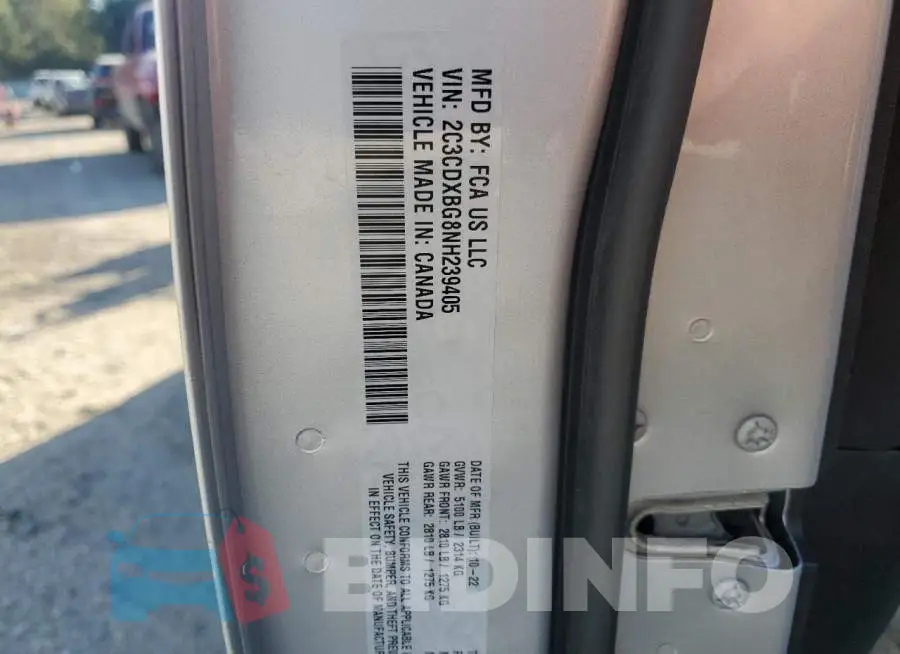 2C3CDXBG8NH239405 Photo# 12