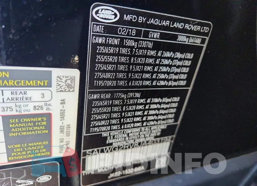 SALWG2RV8JA403194 Photo# 14