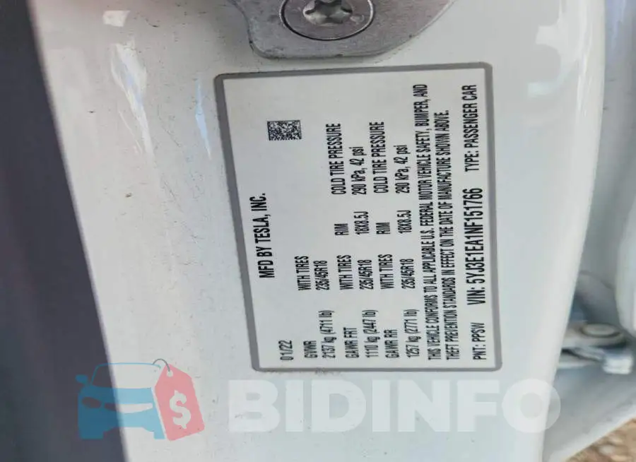 5YJ3E1EA1NF151766 Photo# 12