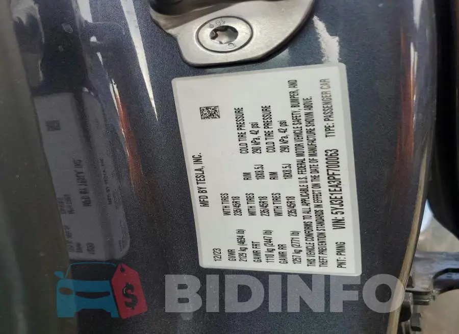 5YJ3E1EA3PF700063 Photo# 13