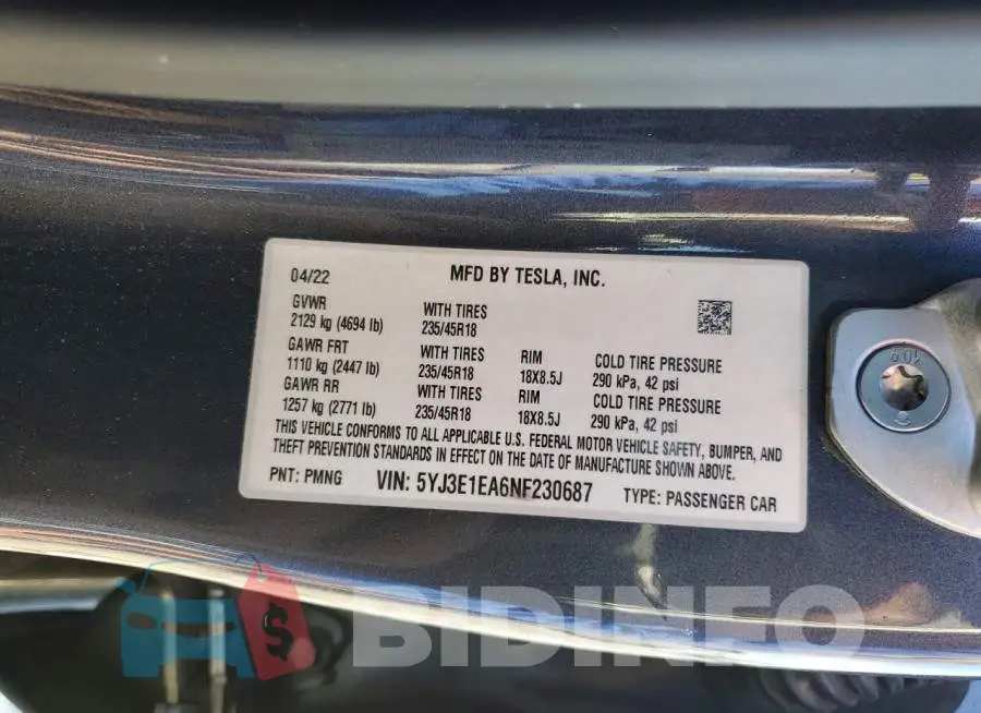 5YJ3E1EA6NF230687 Photo# 12