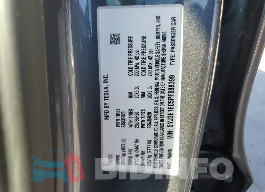 5YJ3E1EC5PF688399 Photo# 12