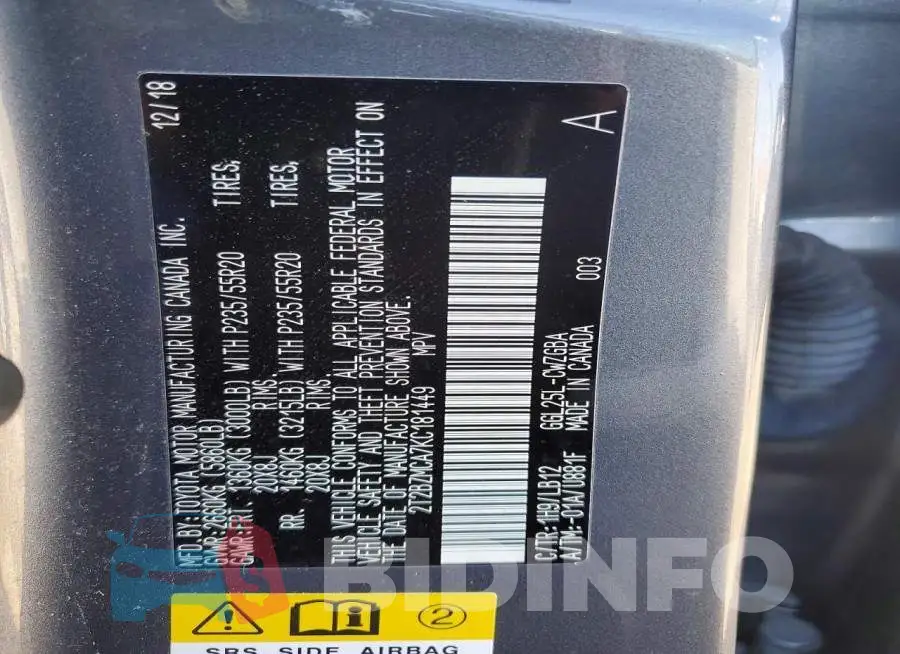 2T2BZMCA7KC181449 Photo# 13