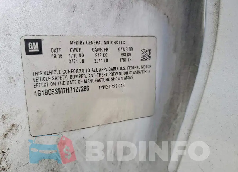 1G1BC5SM7H7127286 Photo# 12