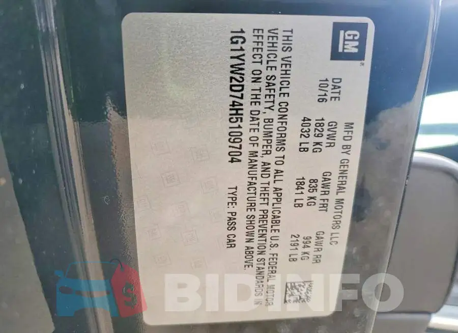 1G1YW2D74H5109704 Photo# 12