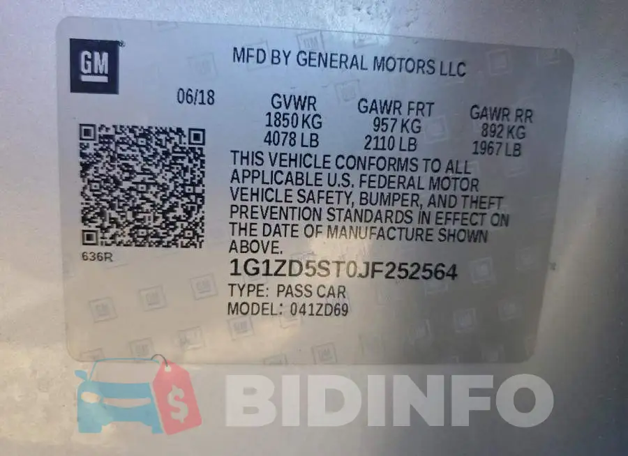 1G1ZD5ST0JF252564 Photo# 12
