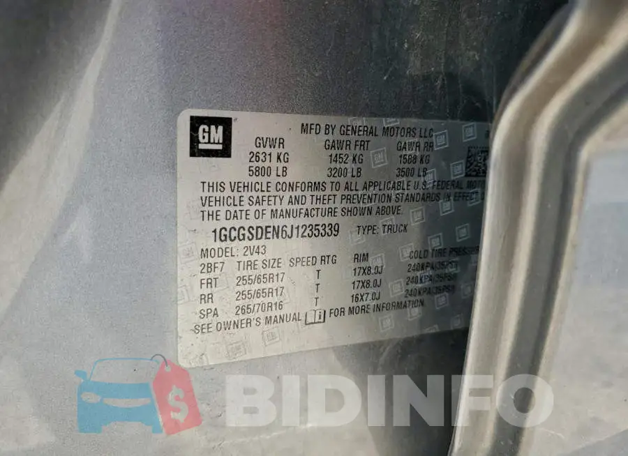 1GCGSDEN6J1235339 Photo# 12