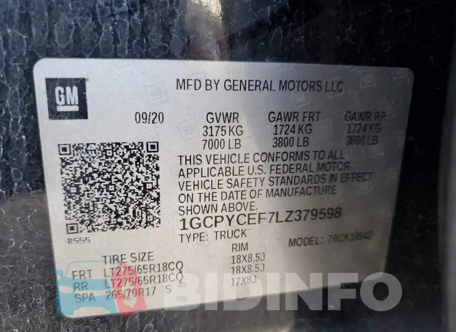 1GCPYCEF7LZ379598 Photo# 12