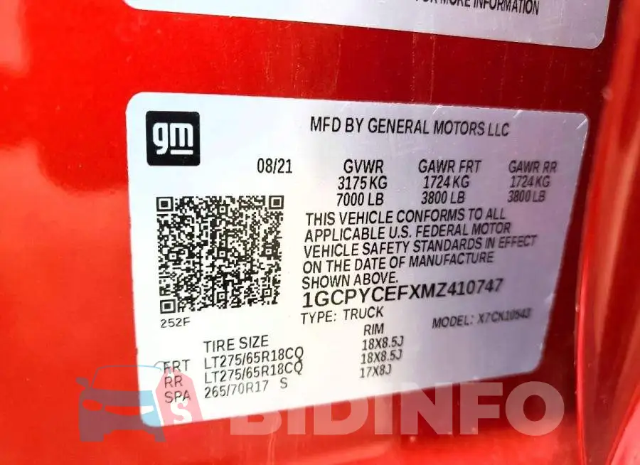 1GCPYCEFXMZ410747 Photo# 13