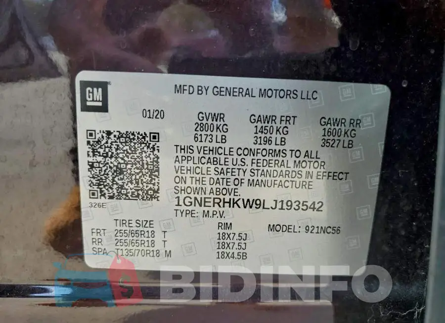 1GNERHKW9LJ193542 Photo# 14