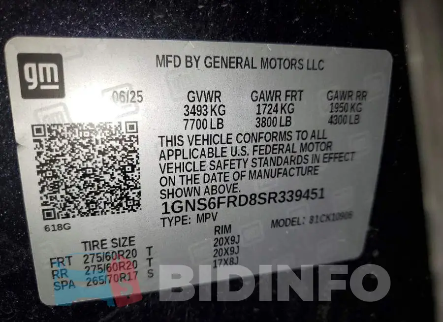1GNS6FRD8SR339451 Photo# 14