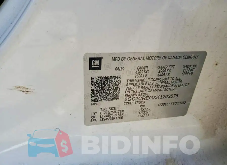 2GC2CREGXK1203575 Photo# 12