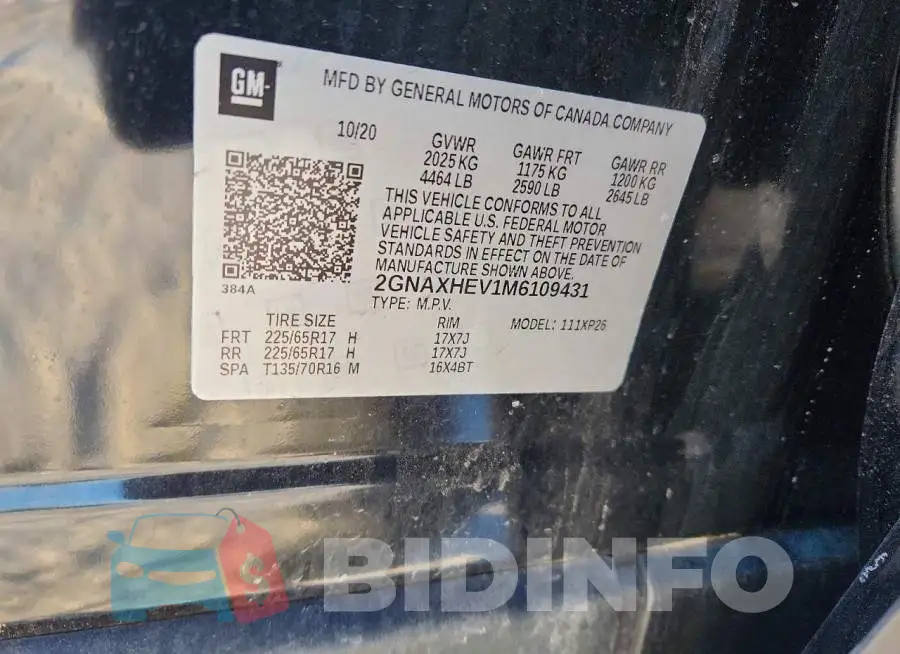 2GNAXHEV1M6109431 Photo# 12
