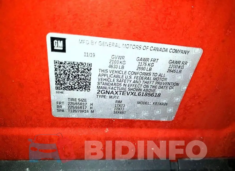 2GNAXTEVXL6185618 Photo# 13