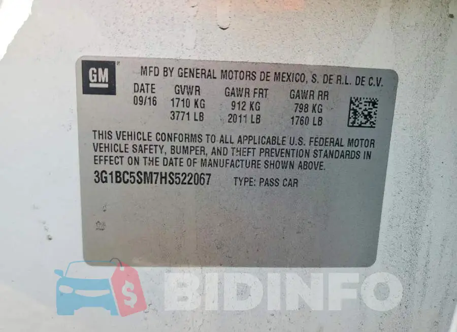 3G1BC5SM7HS522067 Photo# 12