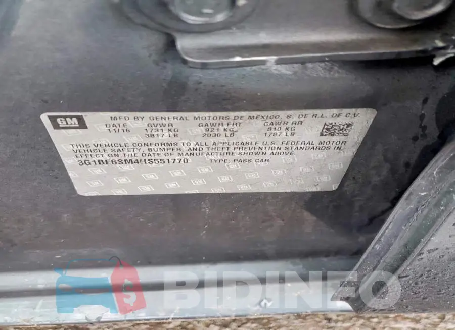 3G1BE6SM4HS551770 Photo# 12
