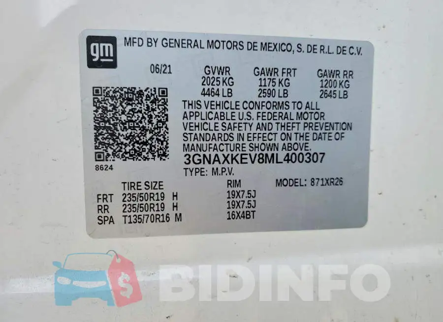3GNAXKEV8ML400307 Photo# 13