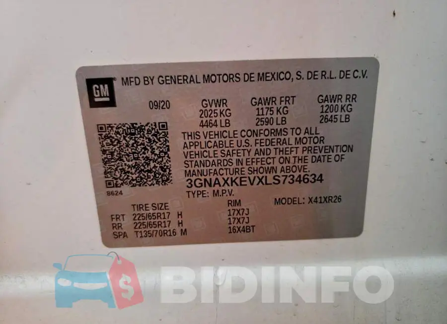 3GNAXKEVXLS734634 Photo# 13