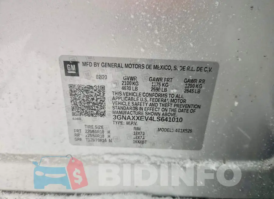 3GNAXXEV4LS641010 Photo# 13