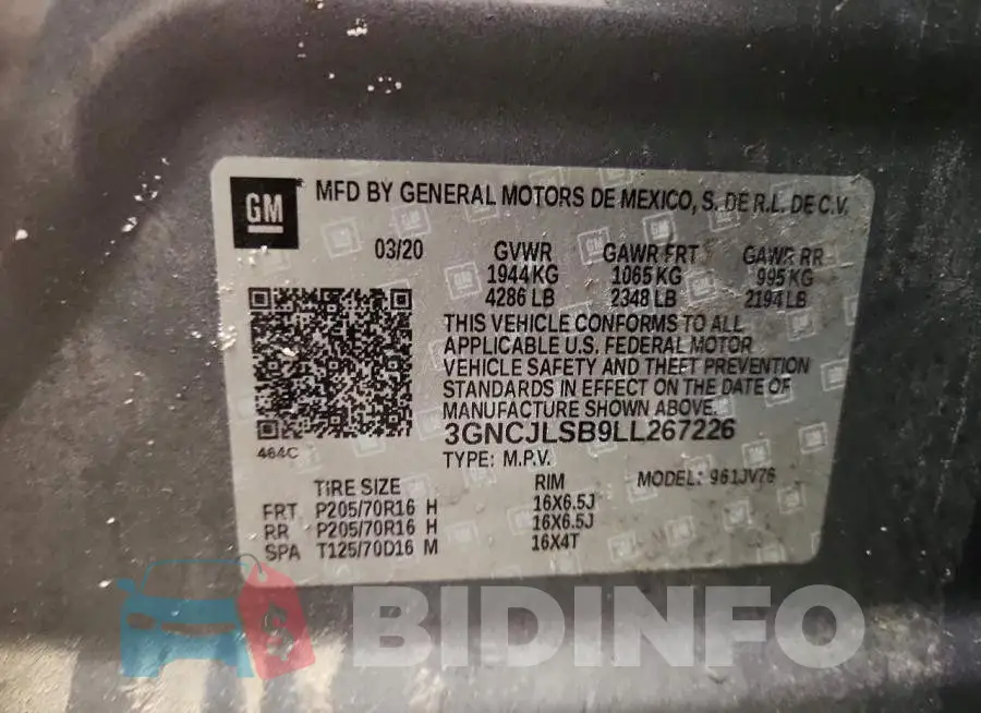 3GNCJLSB9LL267226 Photo# 13