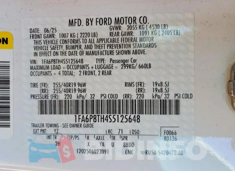 1FA6P8TH4S5125648 Photo# 12