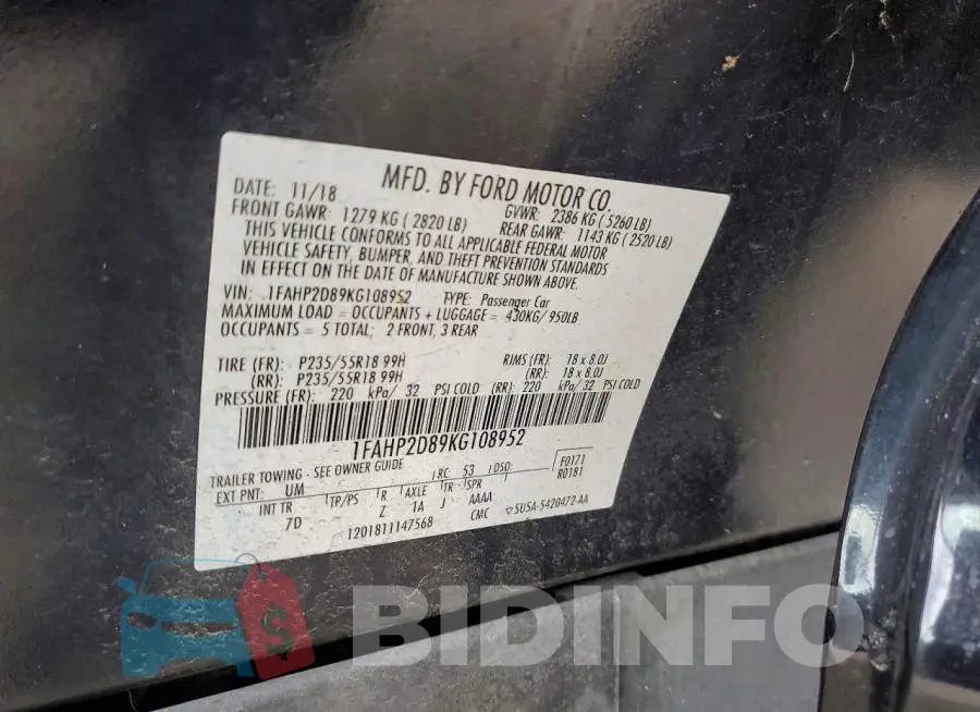 1FAHP2D89KG108952 Photo# 12