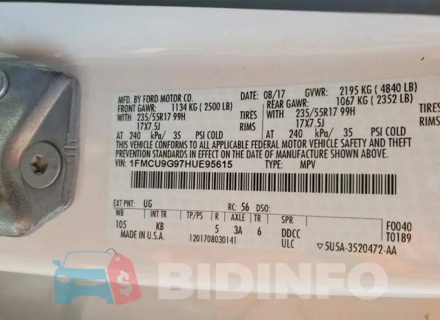1FMCU9G97HUE95615 Photo# 13